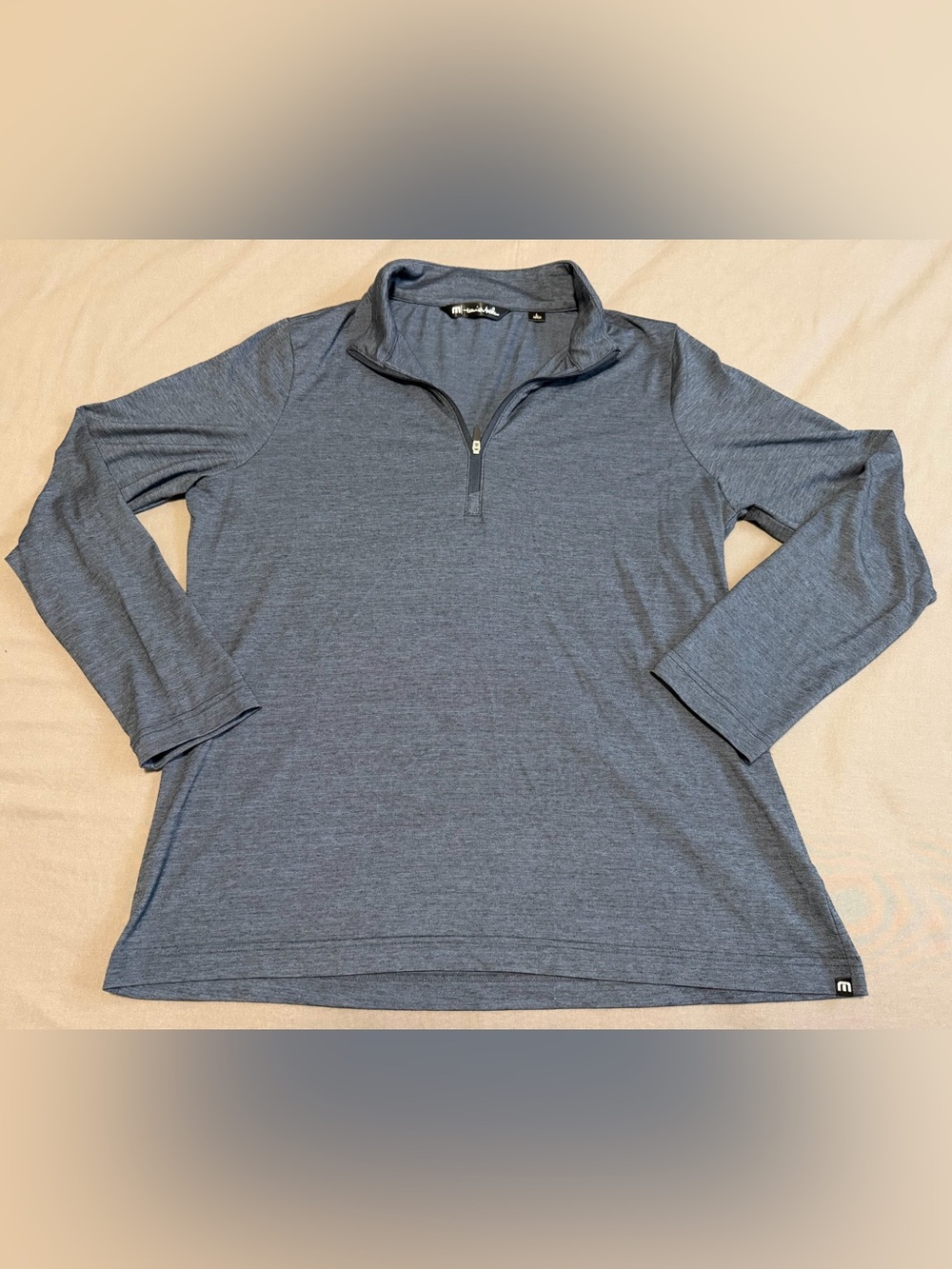 Travis Mathew Crestview 1/4 Zip Womens L Blue Performance Golf Tennis Pullover